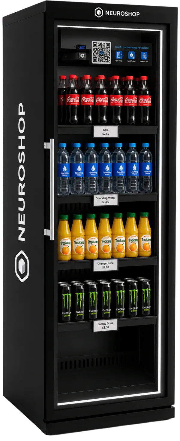Neuroshop smart fridge with drinks